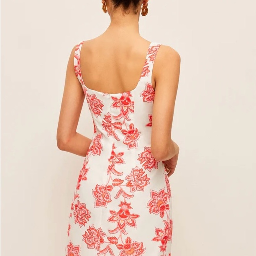 Commense white and coral Square Neck Sleeveless Sundress - Picture 2 of 7
